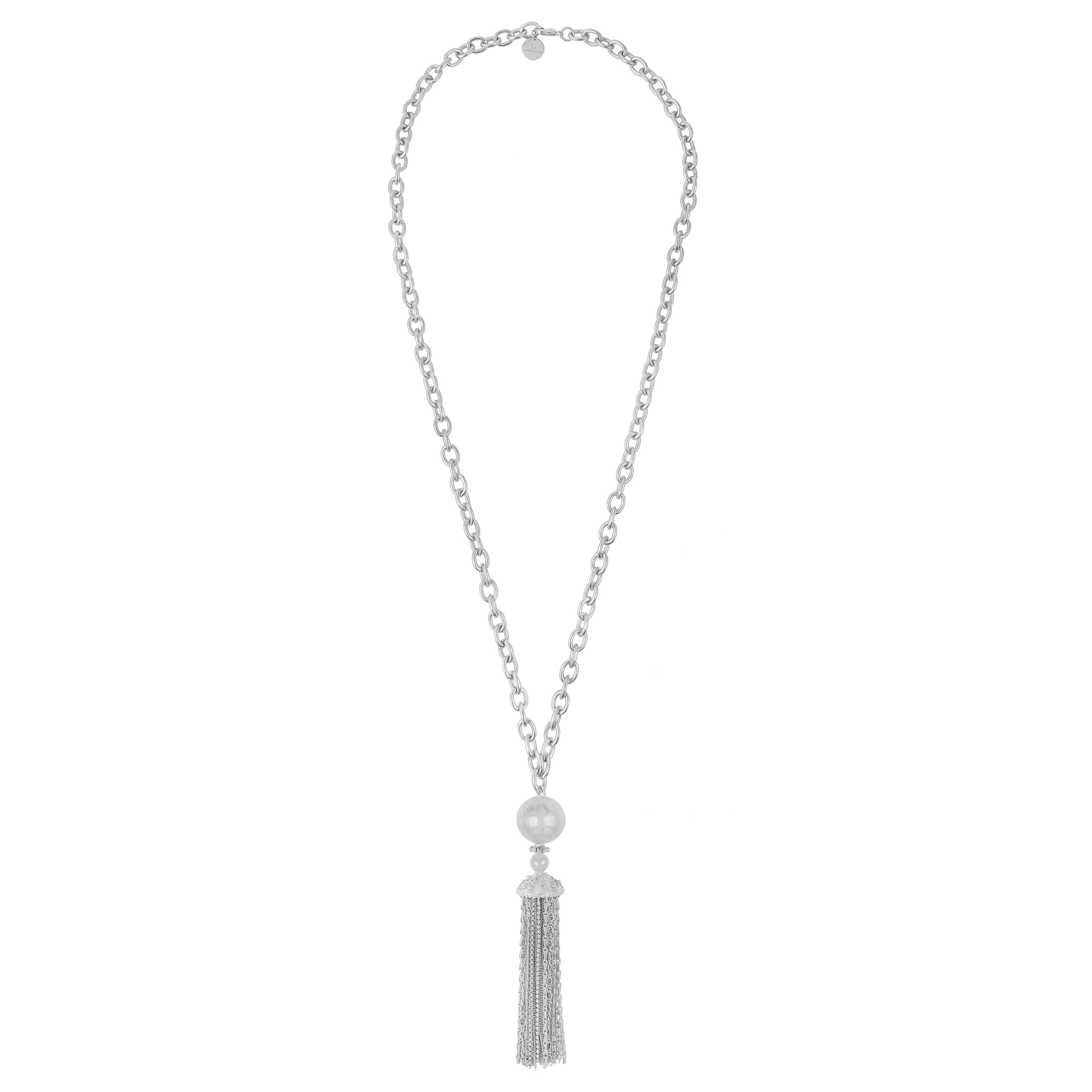 Long silver on sale tassel necklace