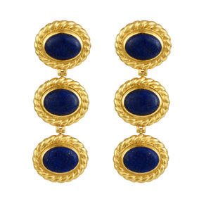 Alexandria Earrings - 24k Gold OR Silver - Lapis - Angelina Alvarez