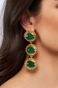 Alexandria Earrings - 24k Gold OR Silver - Green Onyx - Angelina Alvarez