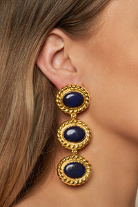 Alexandria Earrings - 24k Gold OR Silver - Lapis