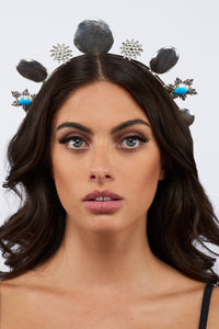 Luna Crown - Silver - Black Onyx or Turquoise - Angelina Alvarez