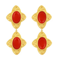 Carolina Earrings - 24k Gold - Coral - Angelina Alvarez