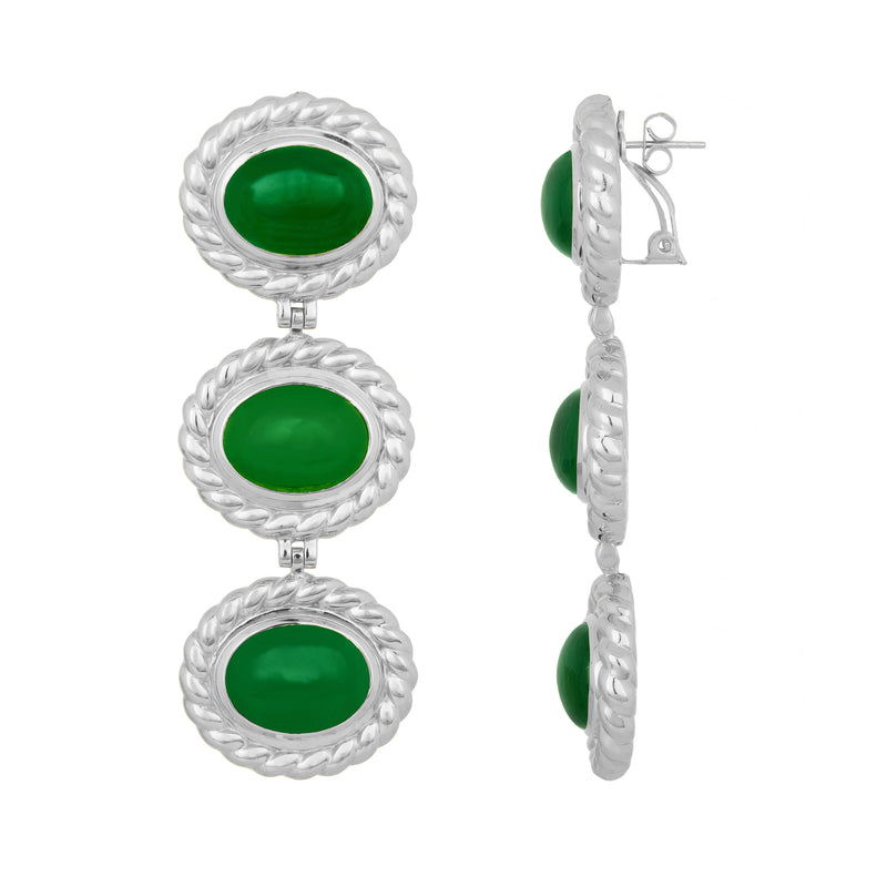 Alexandria Earrings - 24k Gold OR Silver - Green Onyx