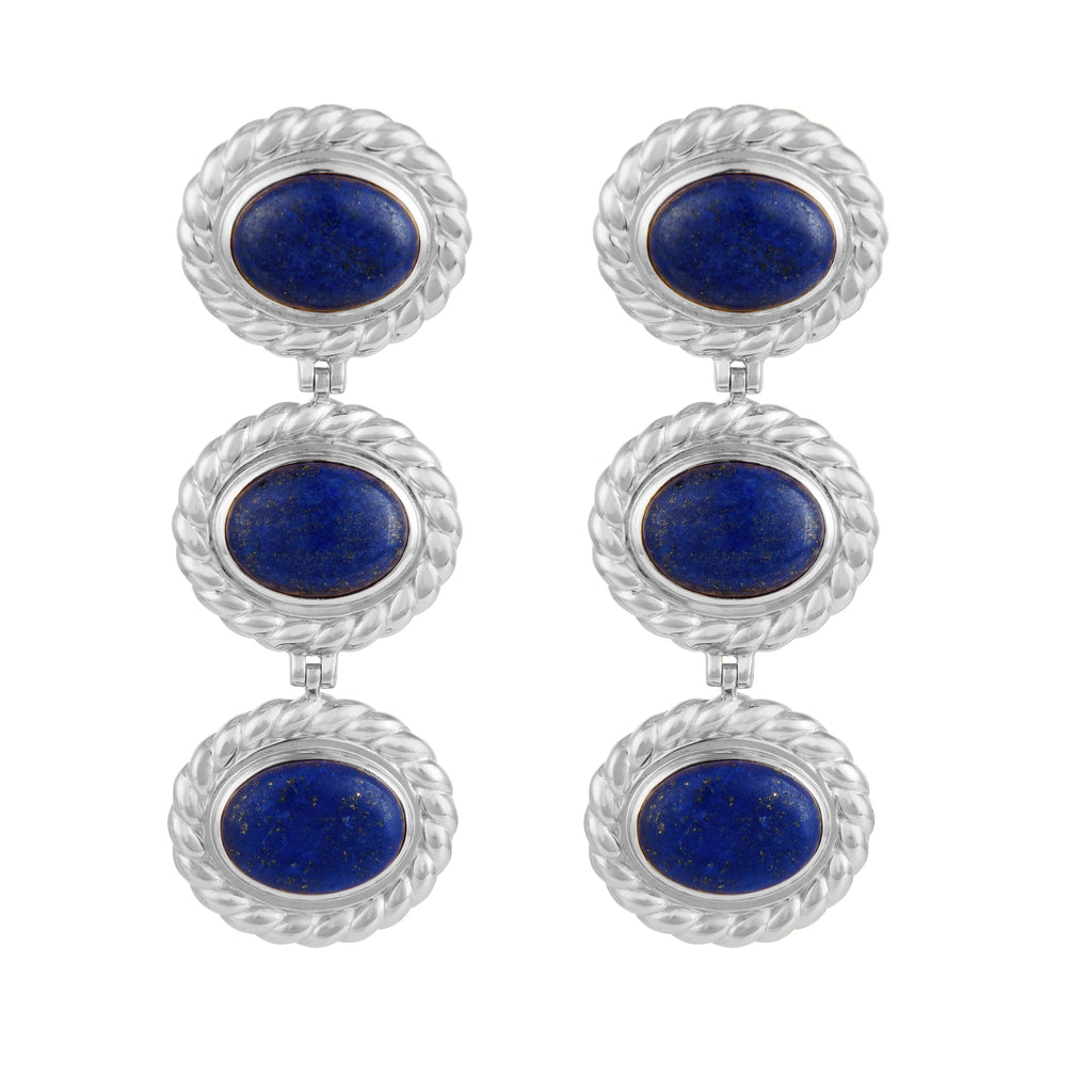 Alexandria Earrings - 24k Gold OR Silver - Lapis